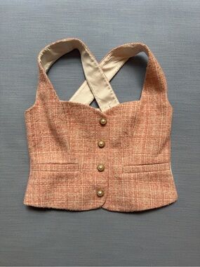 Reformation Amora Tweed Textured Woven Top, Size 2
